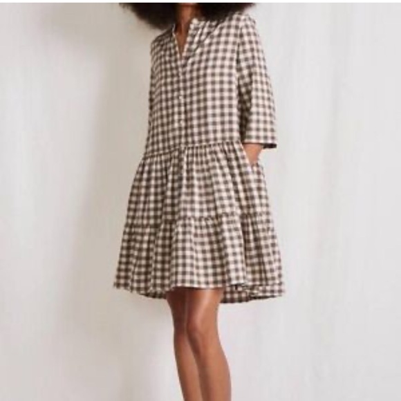 Apiece Apart Tan Checkered Kids Dress - Picture 2 of 5